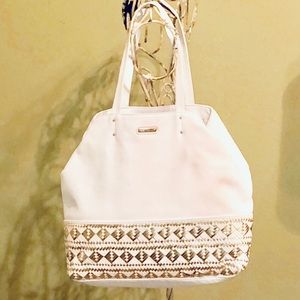 Rebecca Minkoff, White/Gold Leather Bucket Bag